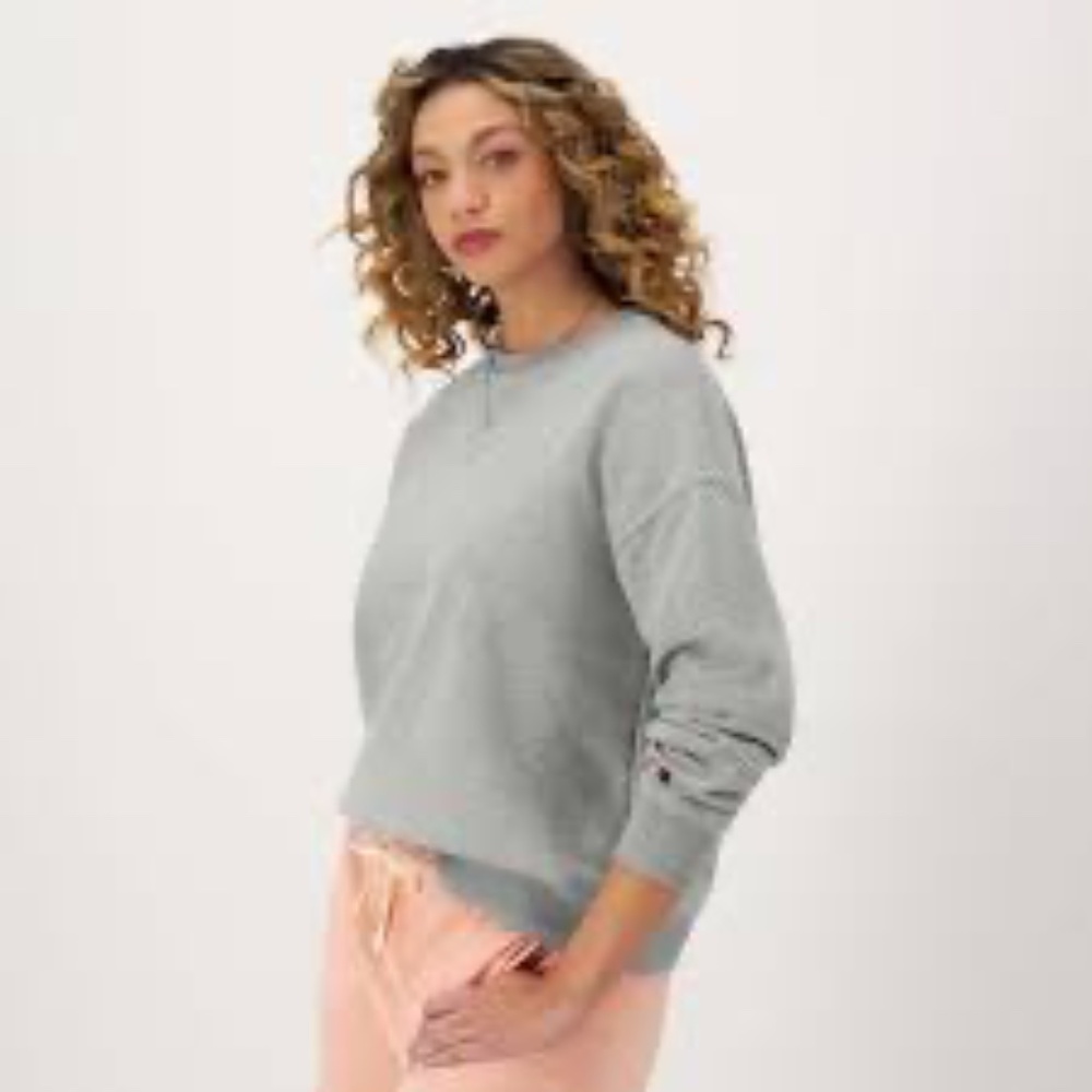 Champion Grey Two-Tone Melange Crew Neck Sweatshirt Medium GUC!